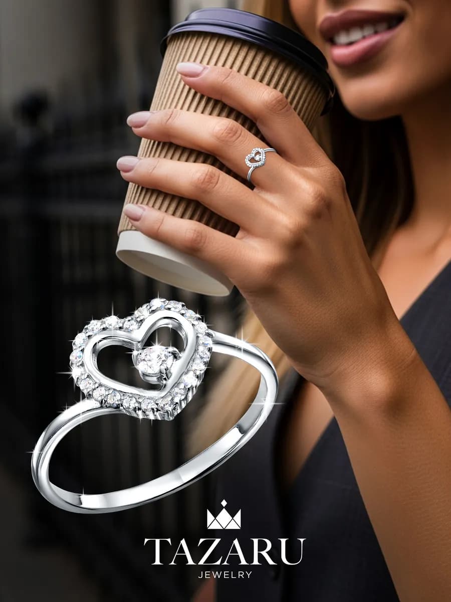 Кольцо серебряное дорожка серебро 925 сердце