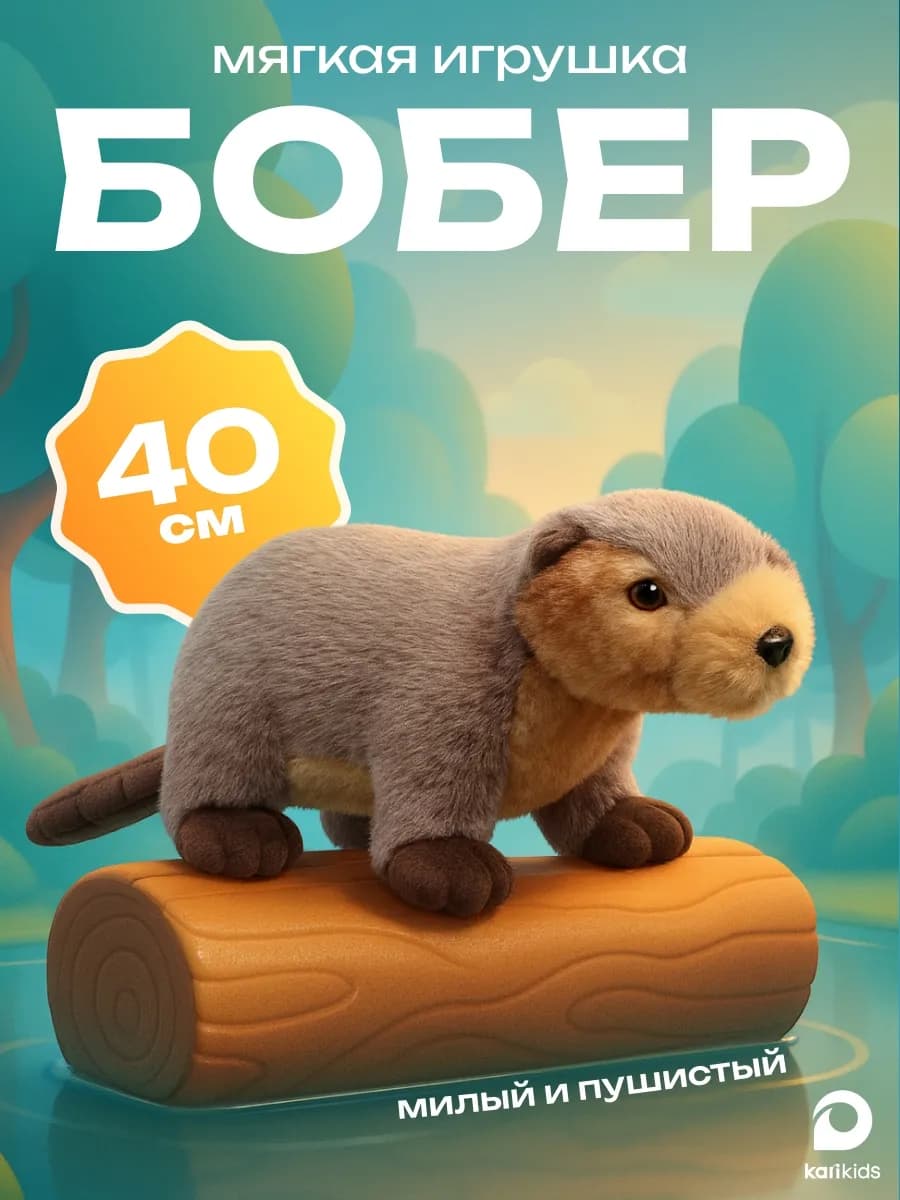 Мягкая игрушка большая, бобер 40 см