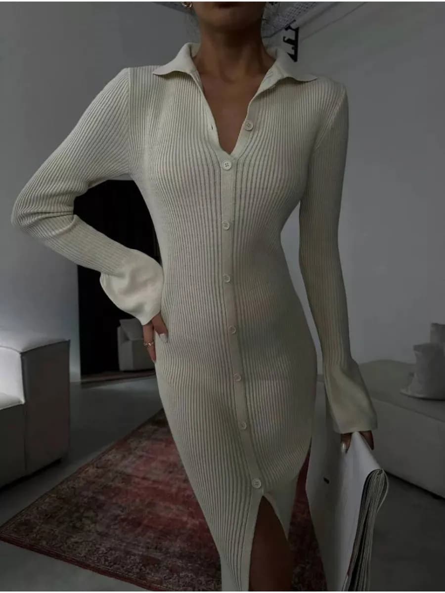 Трикотажное платье лапша на осень