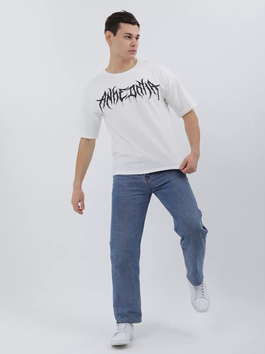 Футболка белая оверсайз с принтом