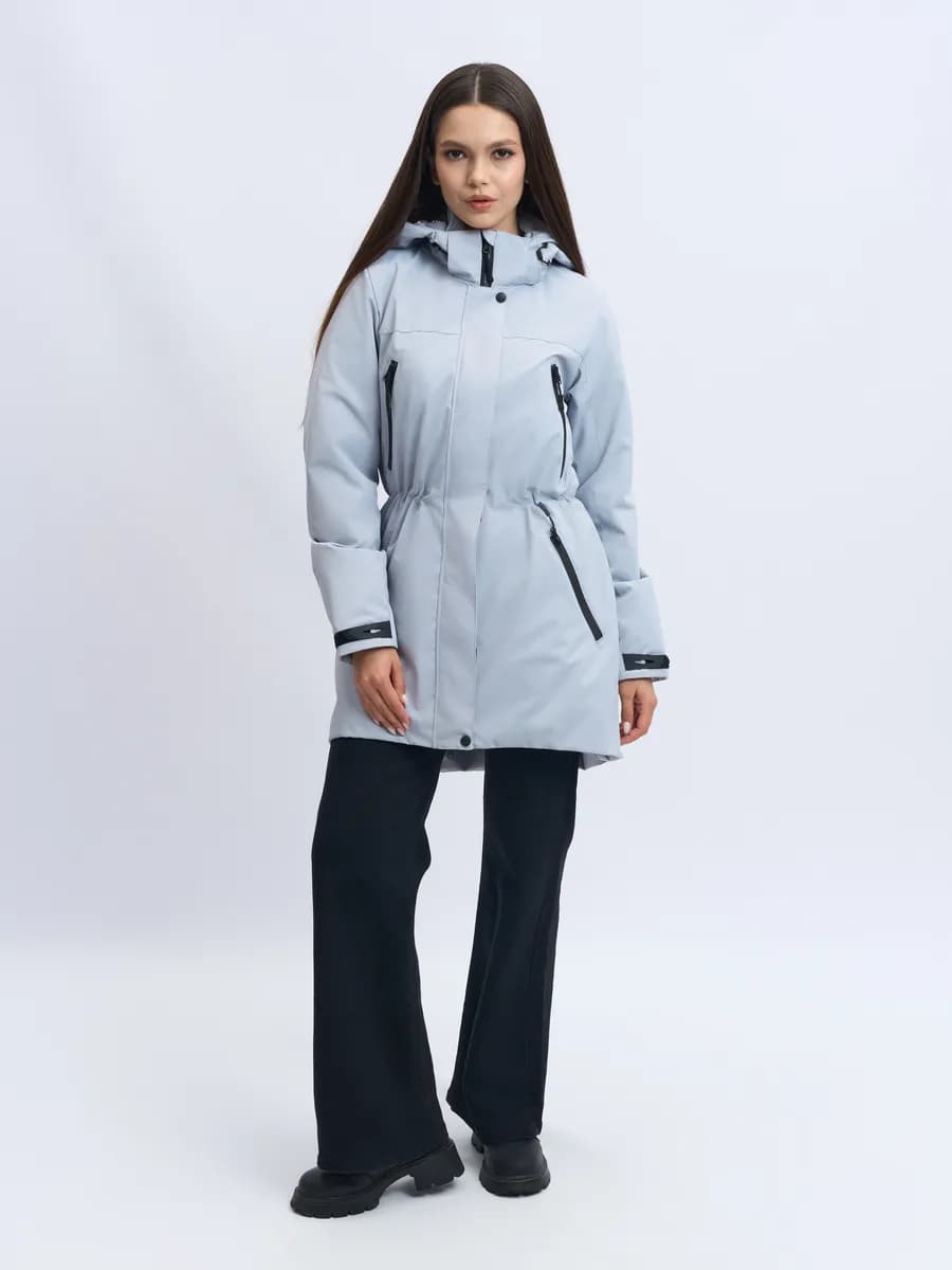 Куртка демисезонная утепленная удлиненная с капюшоном