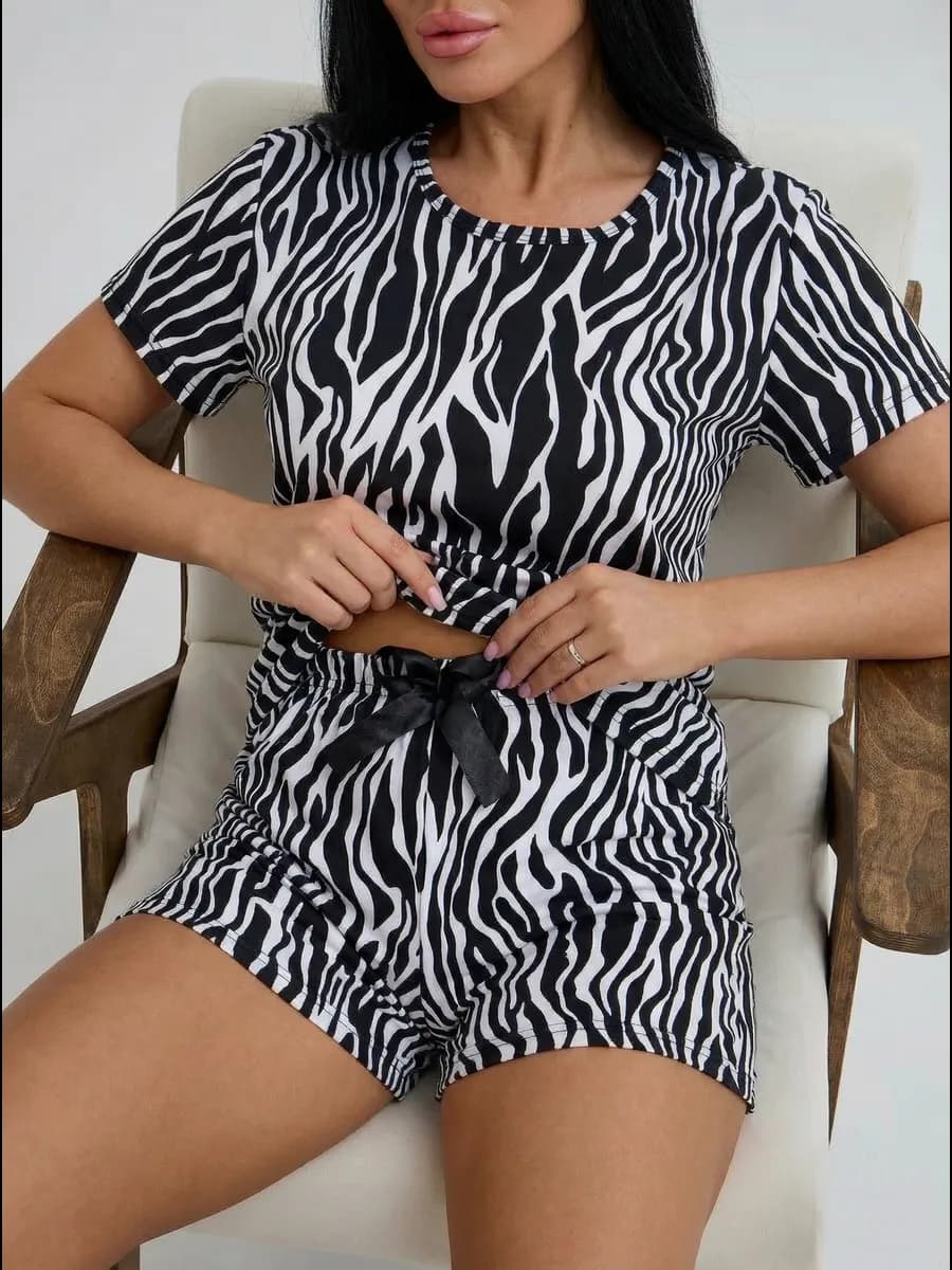 Пижама с шортами большие размеры летняя костюм домашний