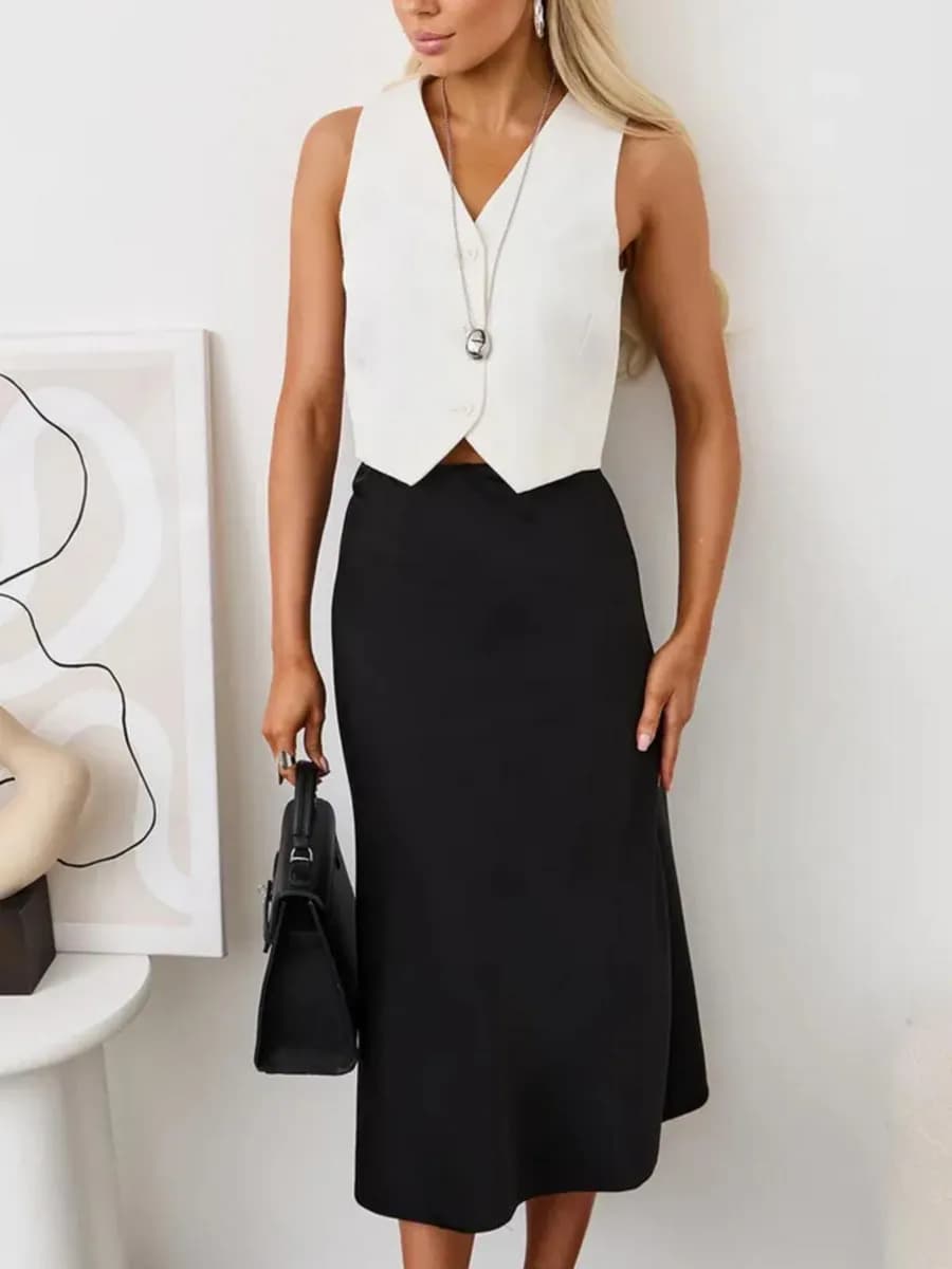 Юбка атласная длинная трапеция