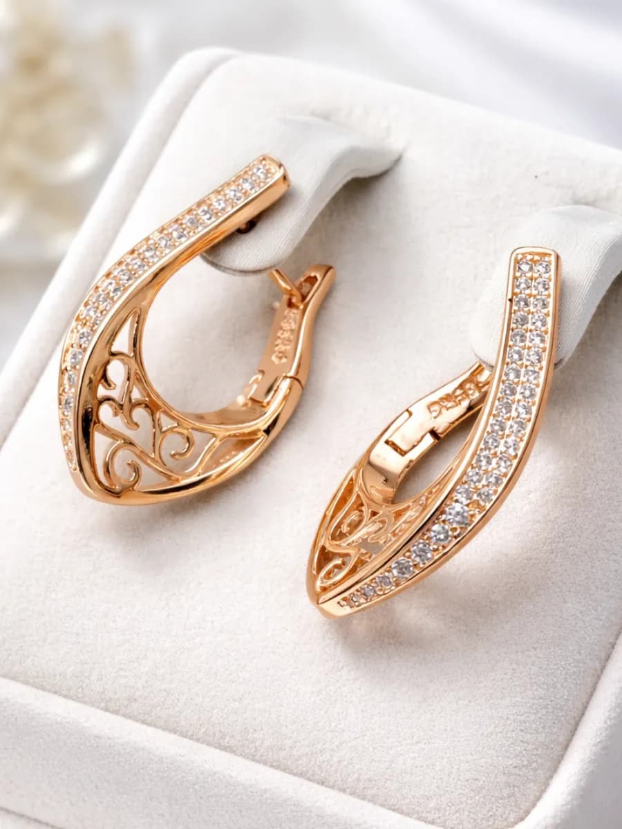 Серьги бижутерия позолоченные вечерние украшения