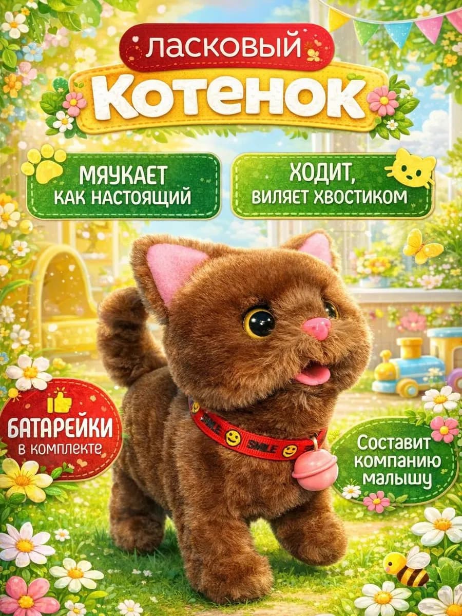 интерактивный котенок игрушка для детей котик