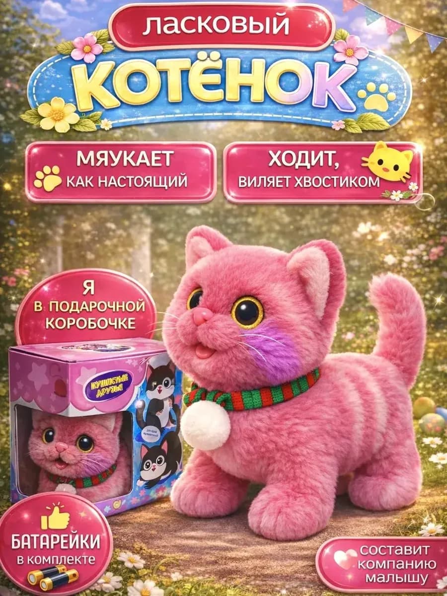 интерактивный котенок игрушка для детей котик