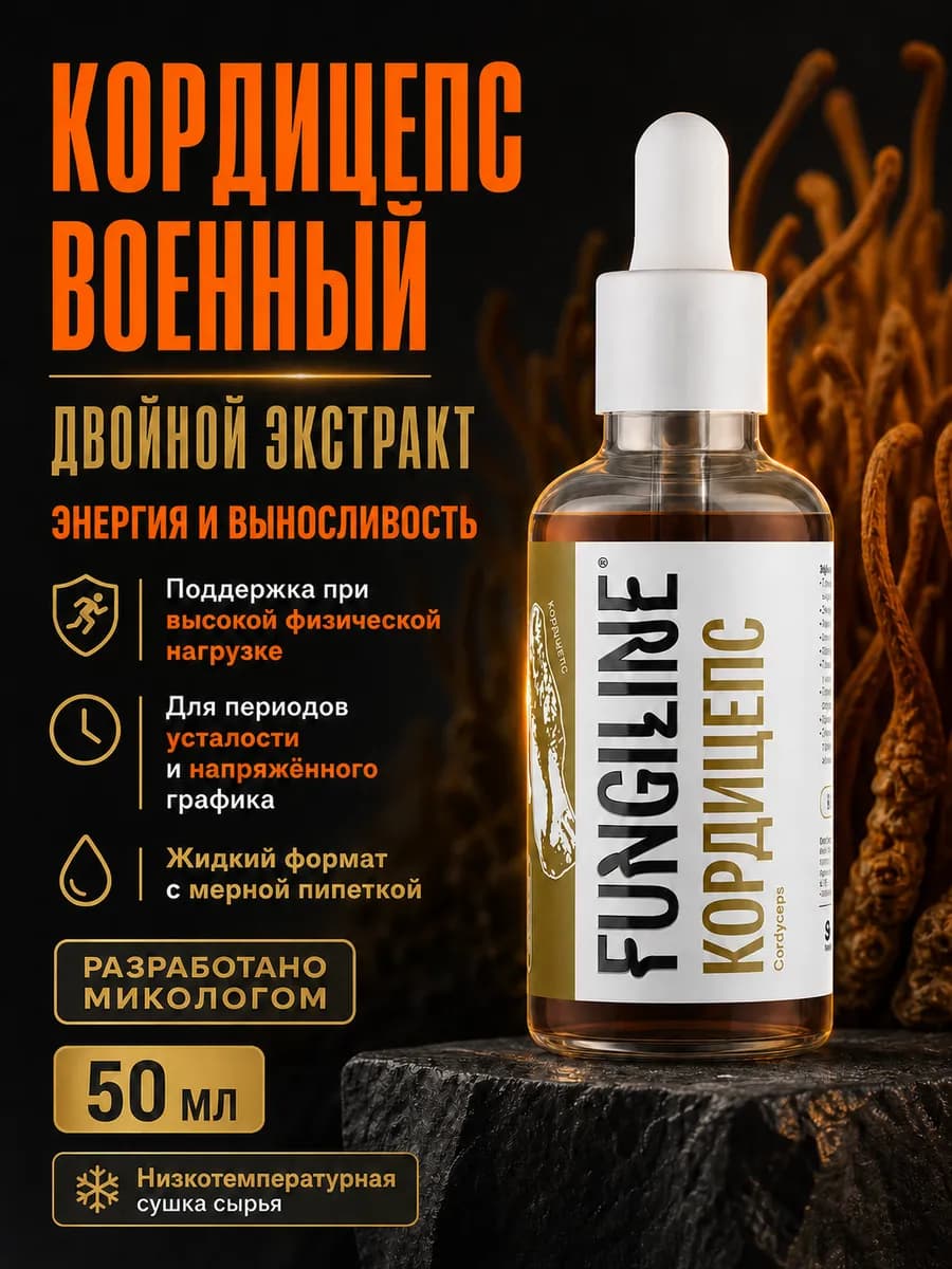 Кордицепс военный двойной экстракт жидкий, 50 мл