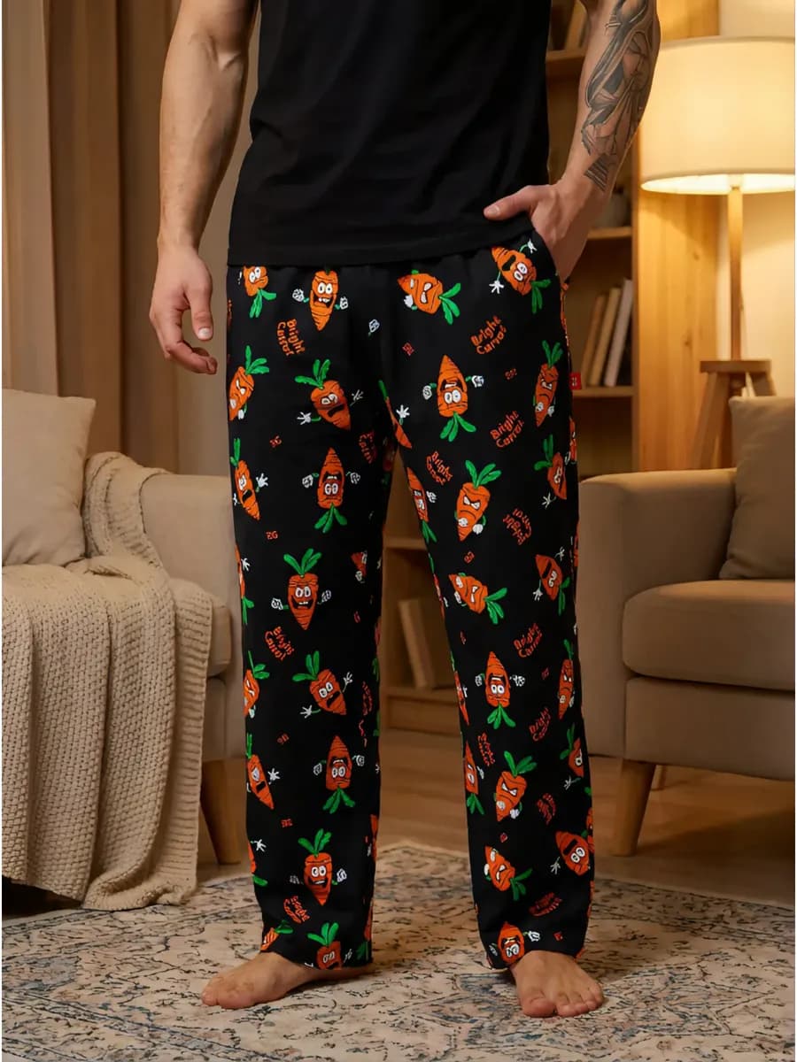 Штаны домашние широкие с морковкой