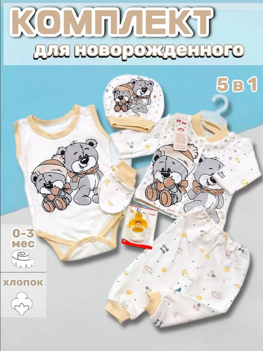 костюм для новорожденного, комплект на выписку 5 в 1