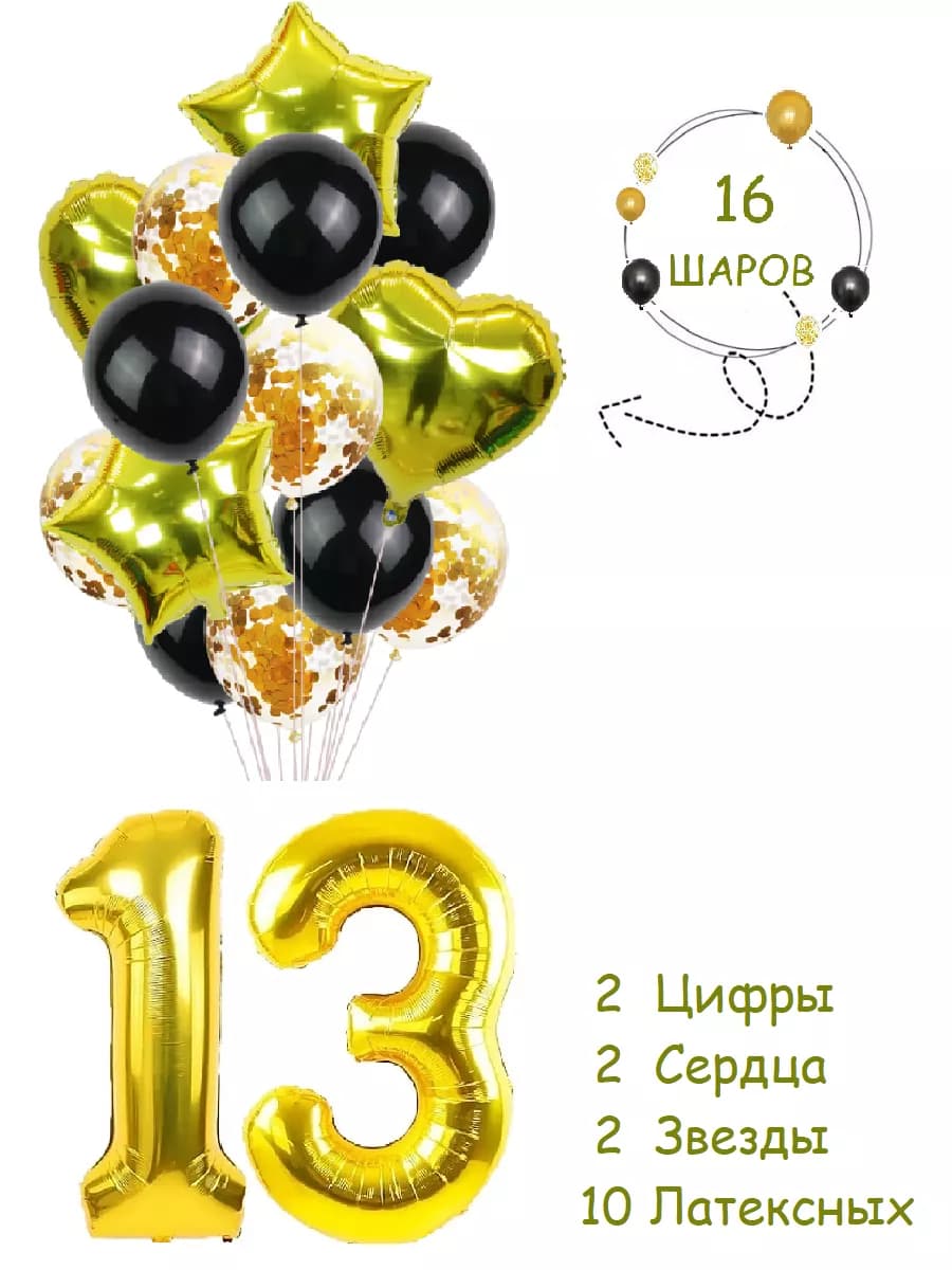 Набор шарики воздушные для фотозоны с цифра 13 лет