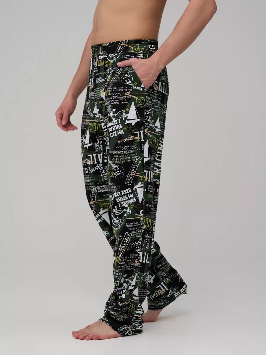 Брюки пижамные с карманами - фото 1