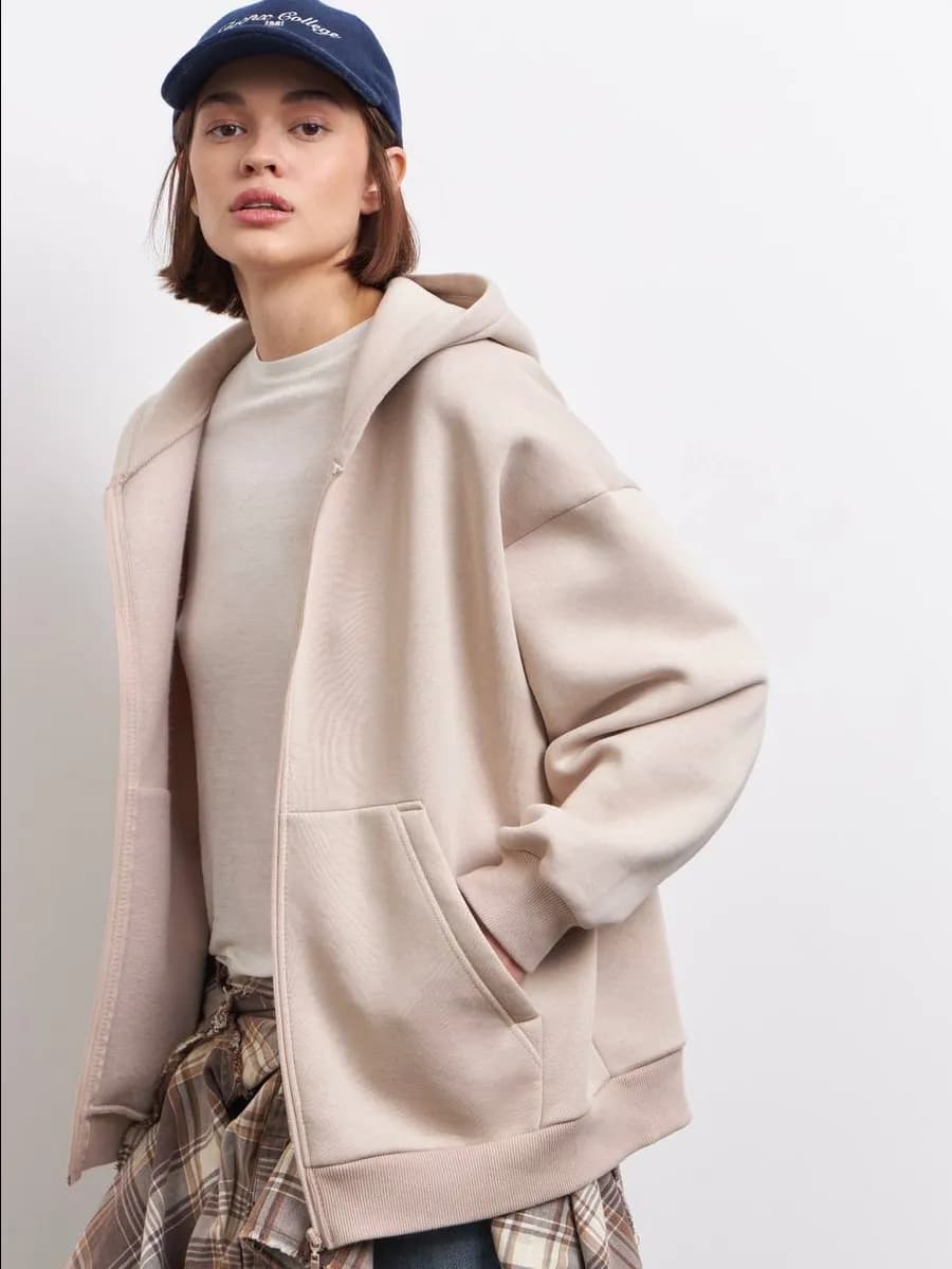 Зип худи оверсайз с начесом на молнии