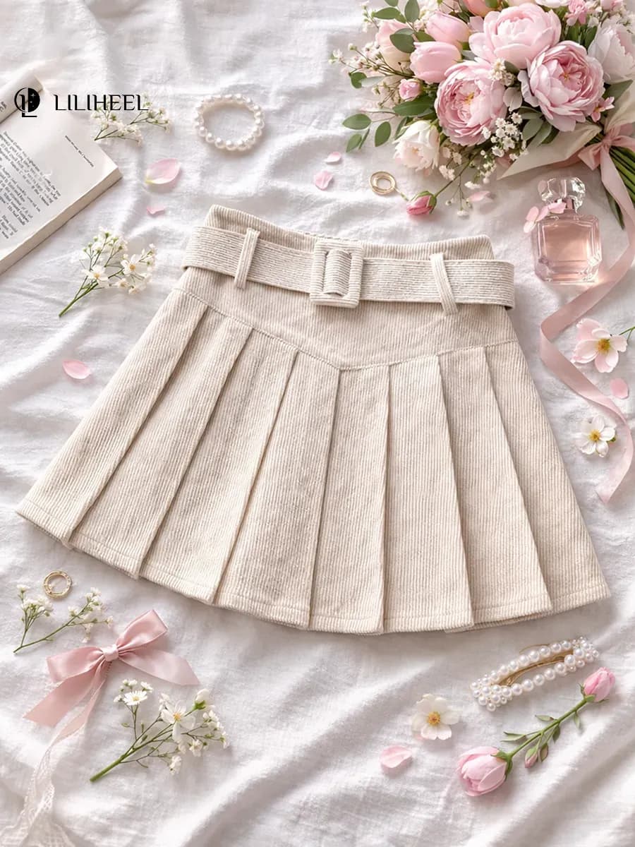 Юбка шорты мини теннисная школьная вельветовая в складку - фото 1