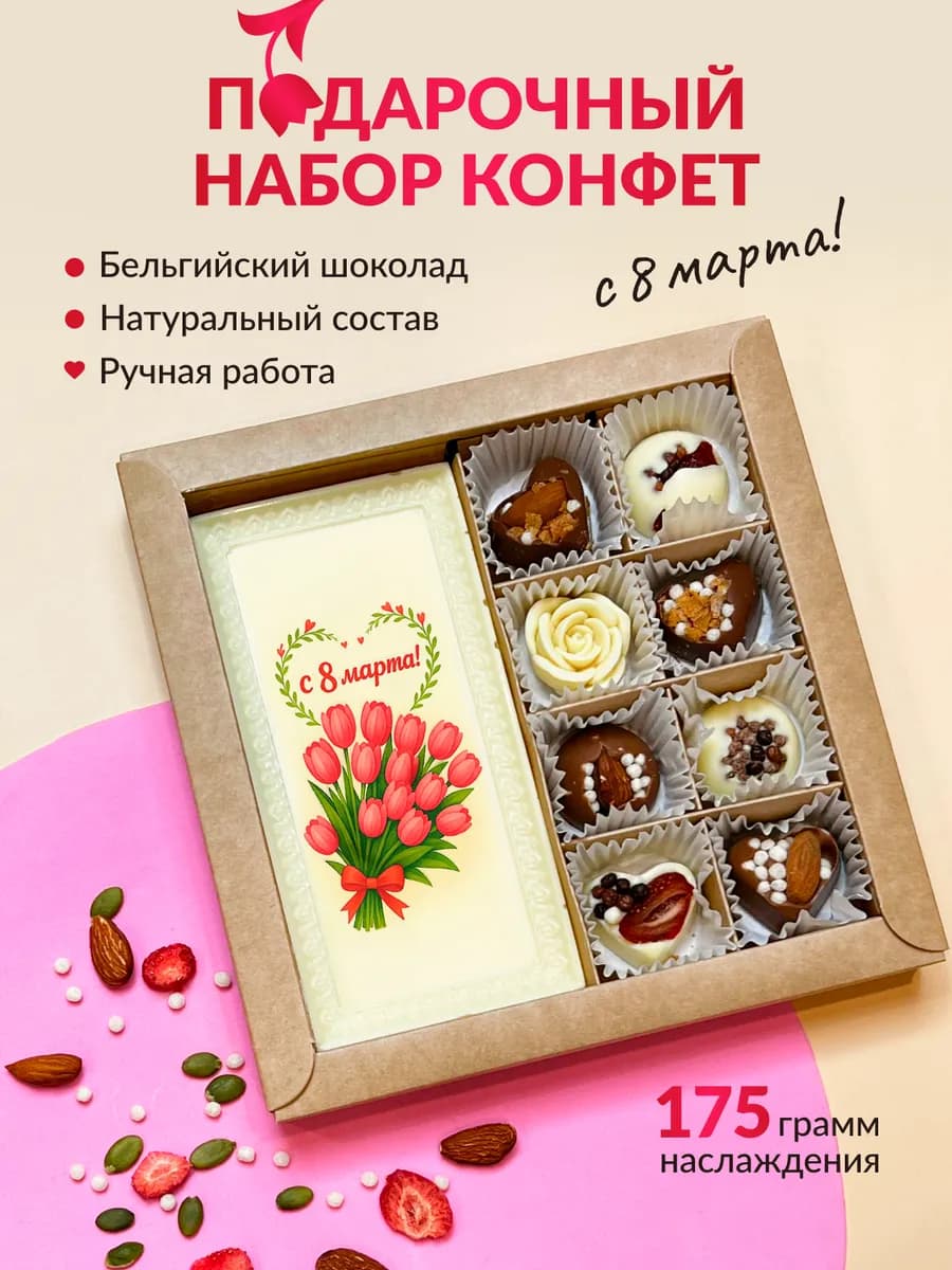 Подарочный набор сладостей Конфеты шоколадные 8 марта