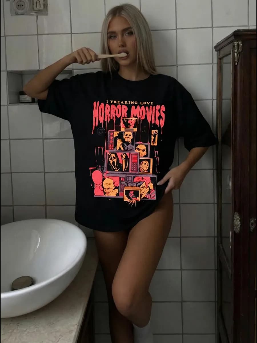 Футболка оверсайз y2k светящийся принт