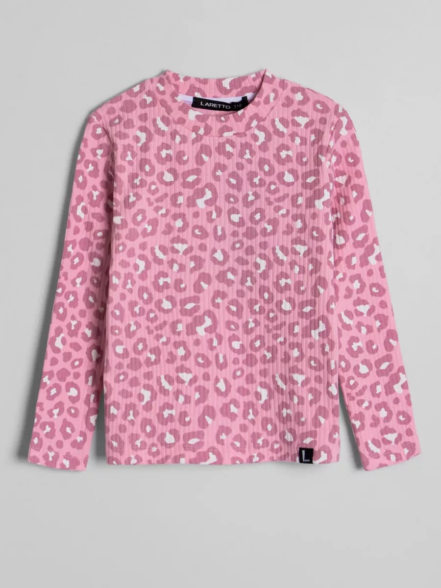 Лонгслив базовый для девочки с принтом