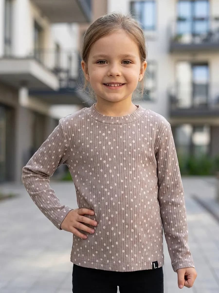 Лонгслив базовый для девочки с принтом