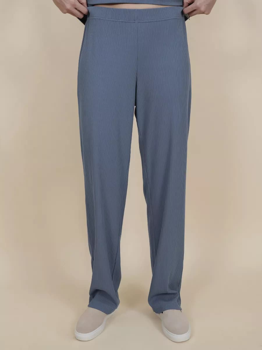 Брюки домашние на резинке в рубчик