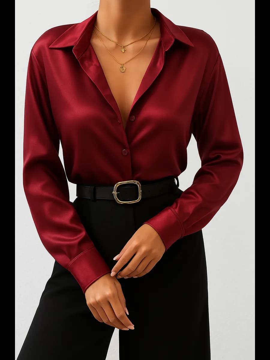 Рубашка нарядная шелковая атласная блузка