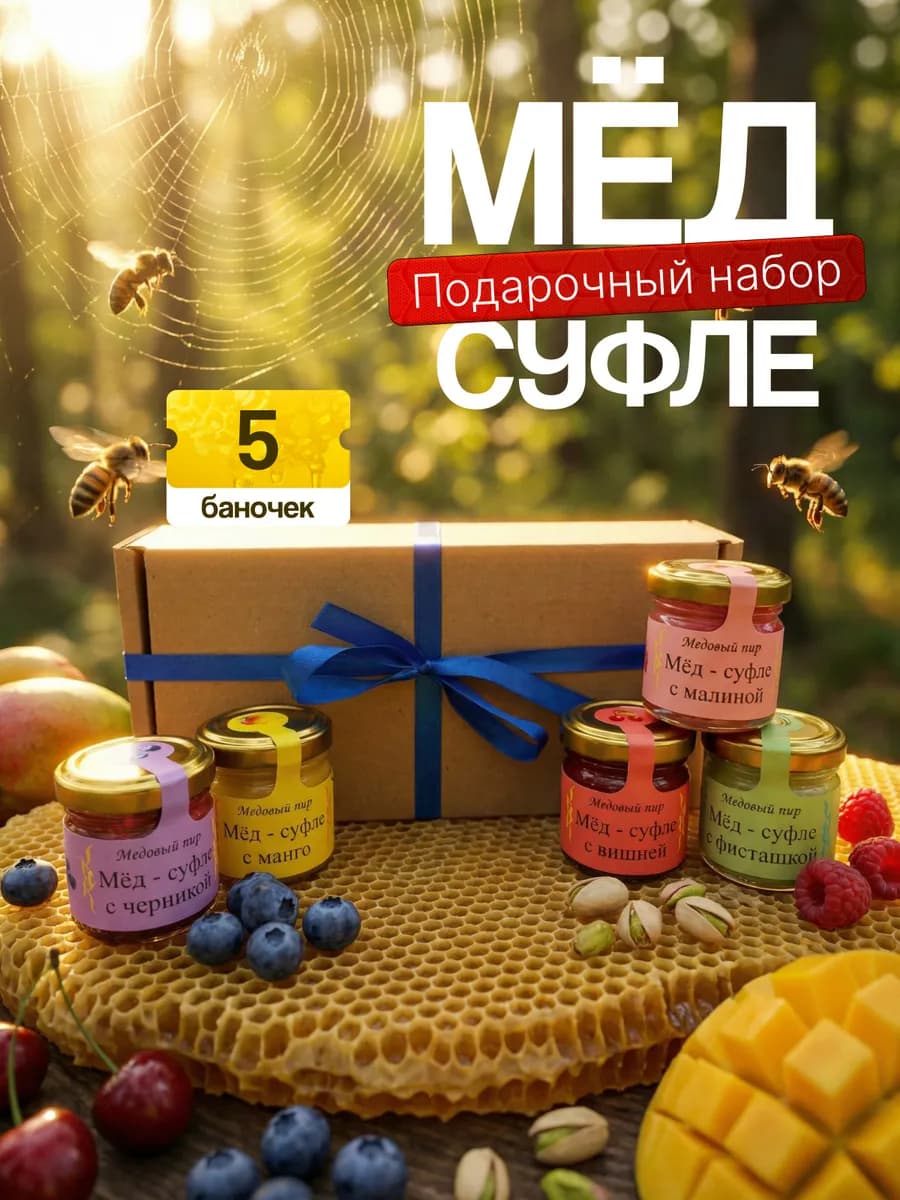 Подарочный набор меда суфле ассорти алтайский по 40 гр