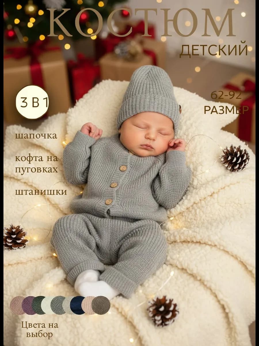 Вязаный костюм для новорожденного