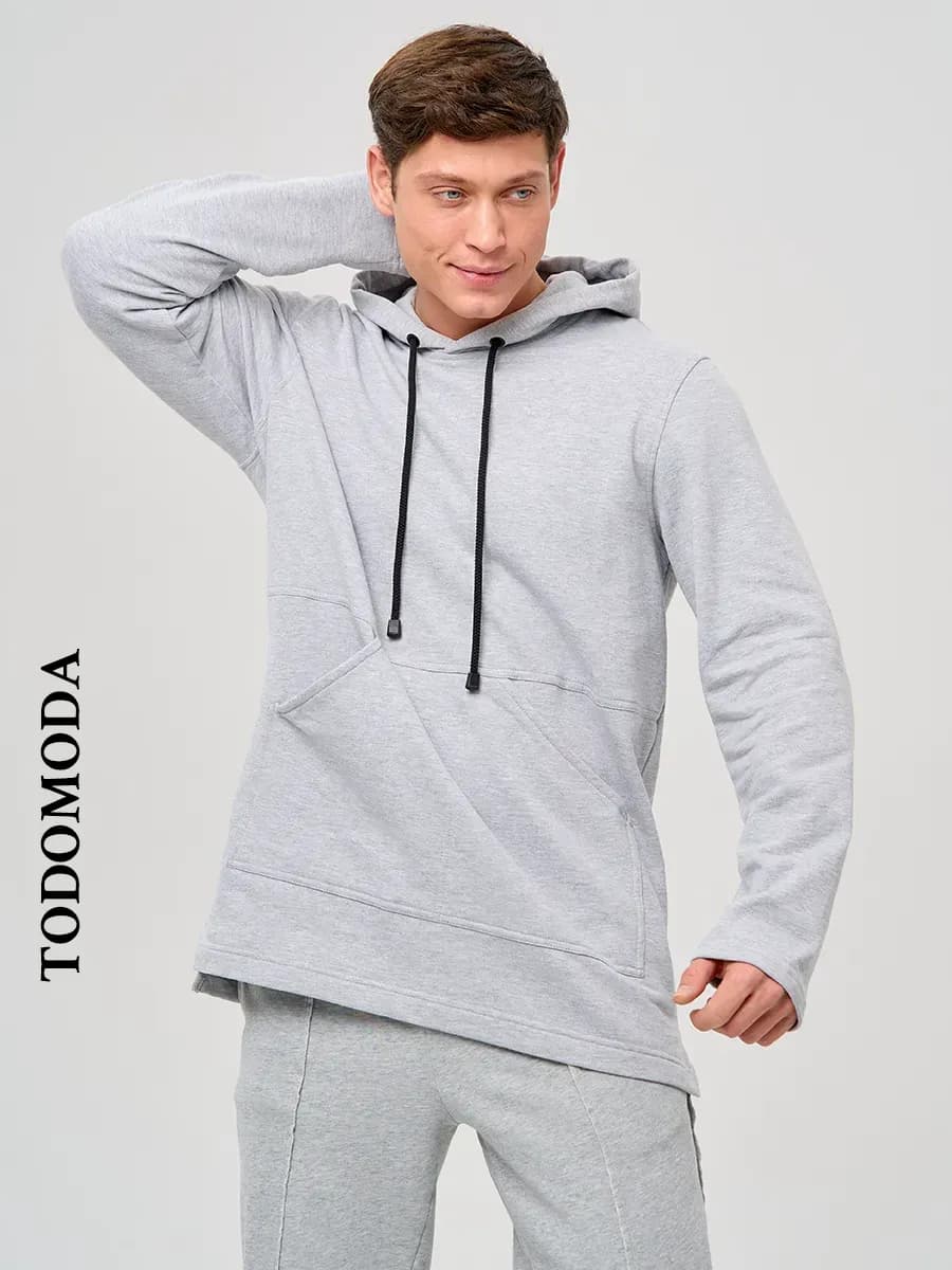 Худи мужское оверсайз с начесом удлиненное