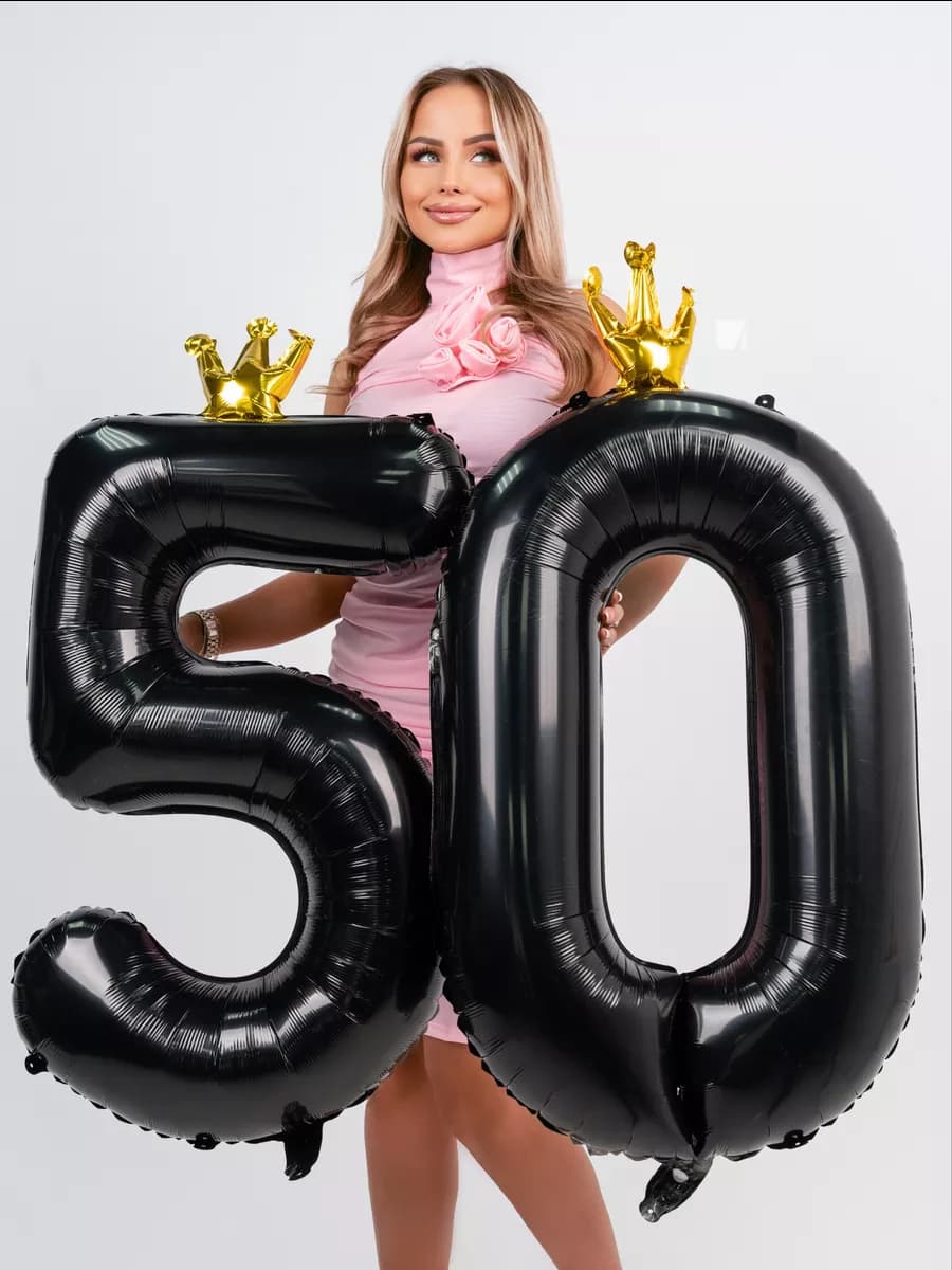 Набор черных воздушных шаров на 50 лет