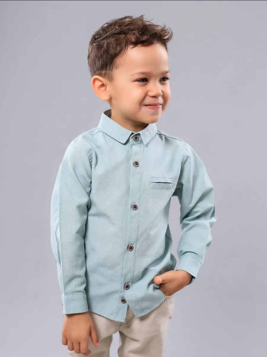 Рубашка праздничная в сад для малыша хаки