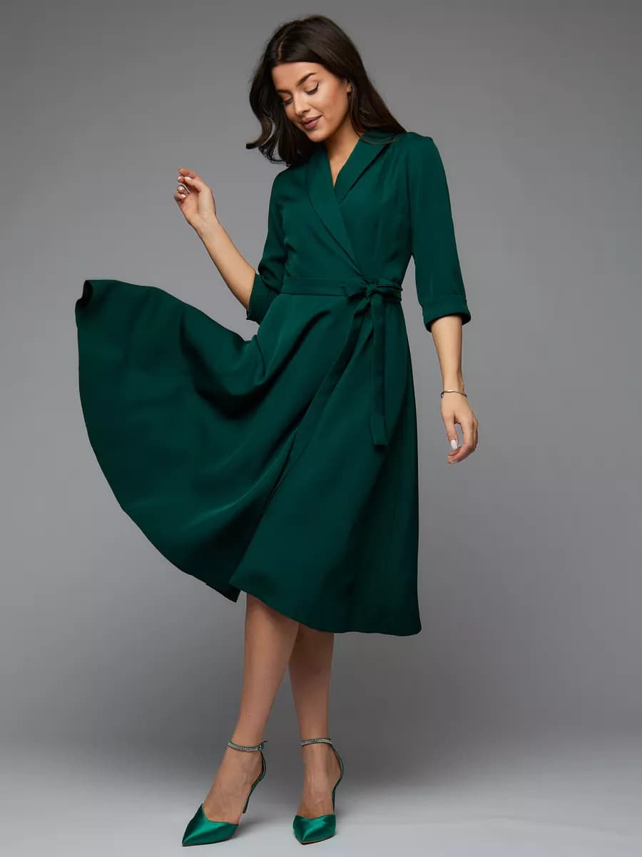 Платье на запах офисное вечернее - фото 1