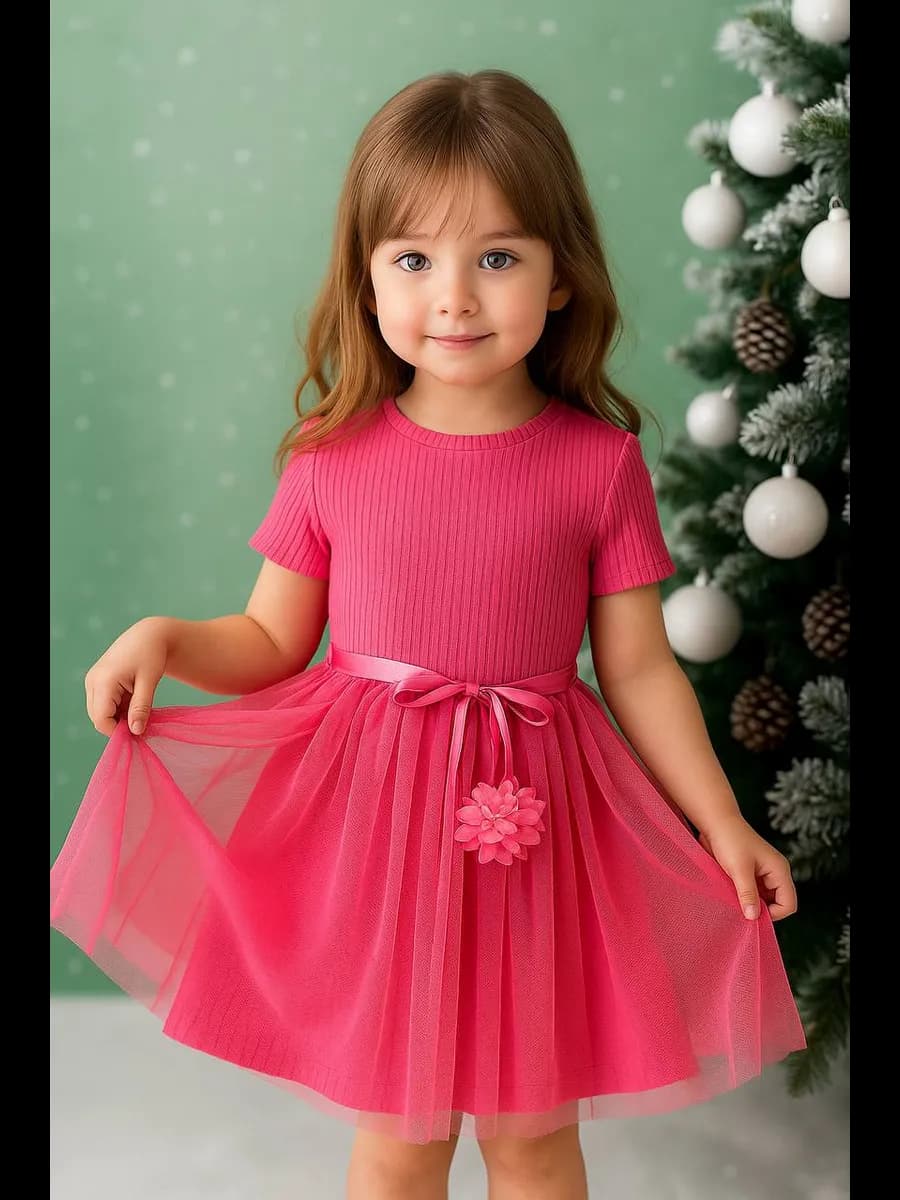 Платье в садик с коротким рукавом