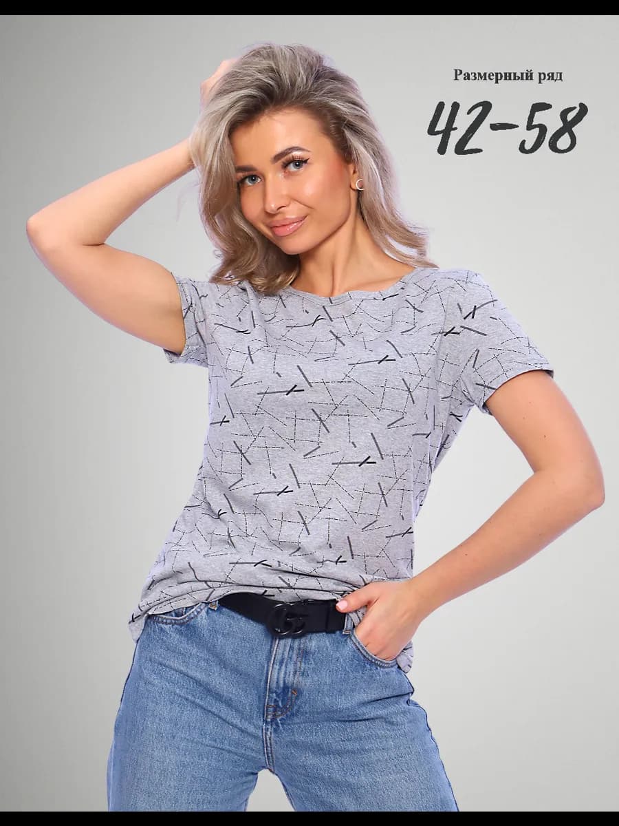 Футболка хлопковая с коротким рукавом и принтом