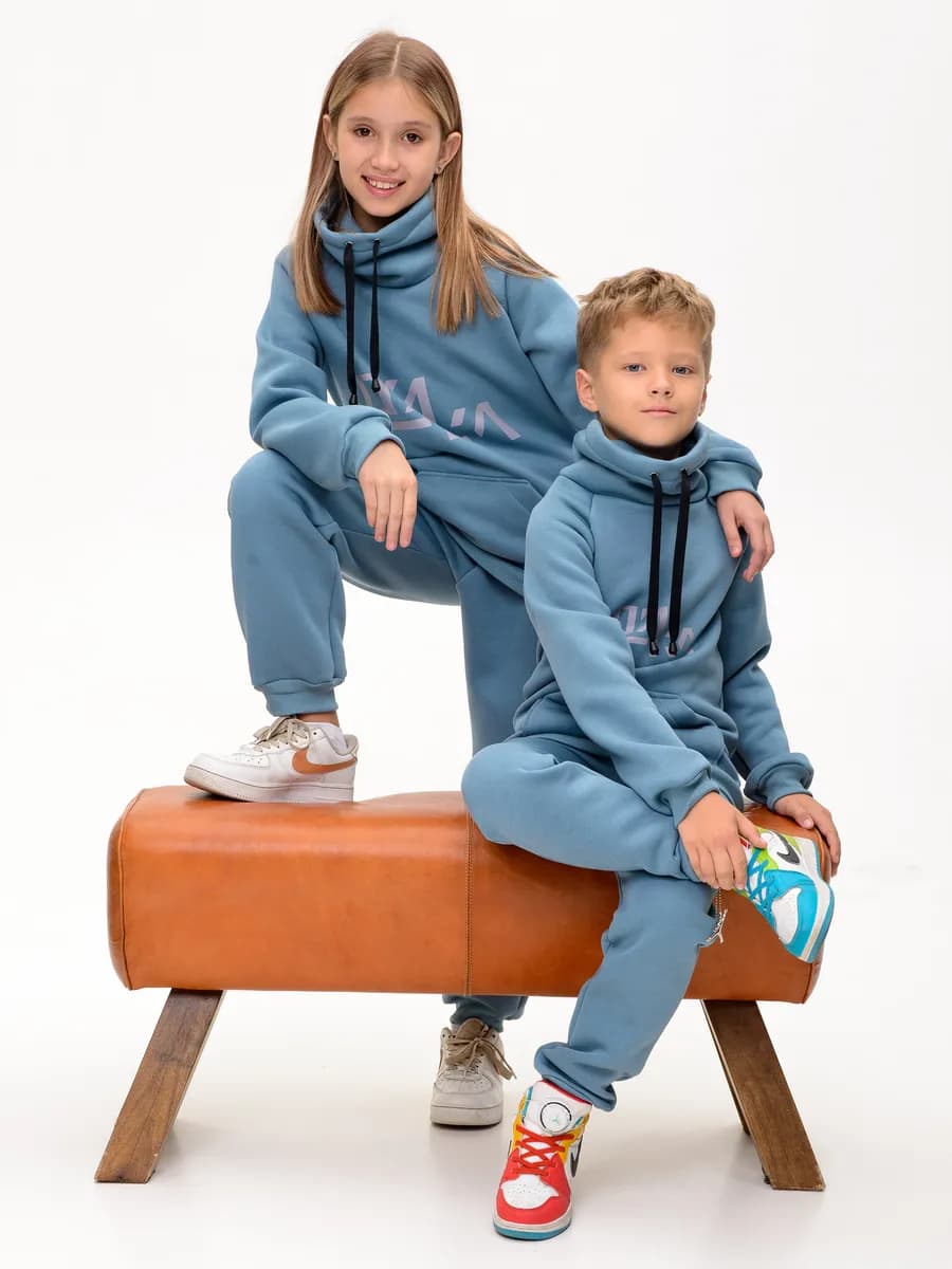 Спортивный костюм детский теплый с начесом осенний зимний - фото 1