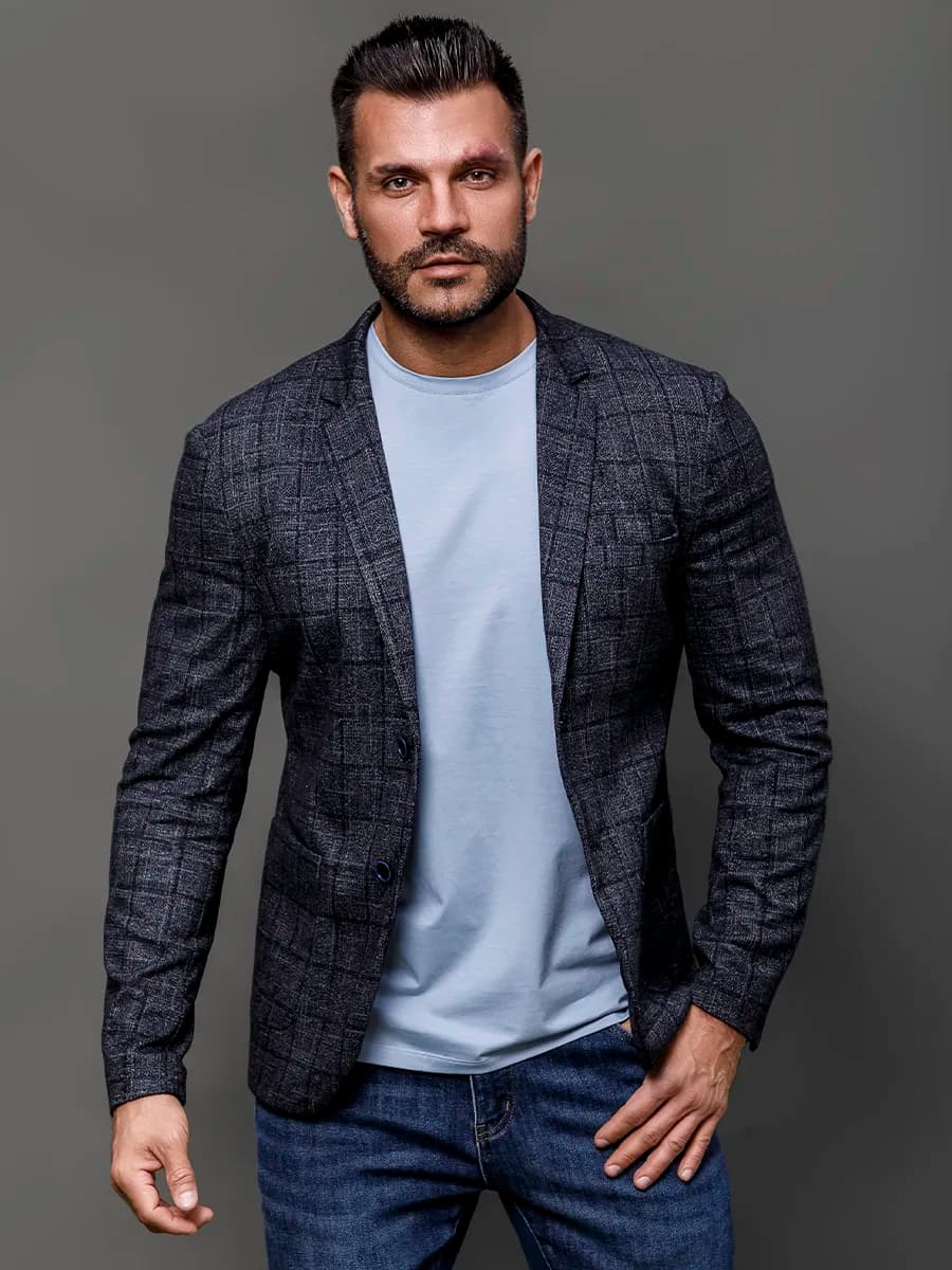 Пиджак классический приталенный повседневный под джинсы