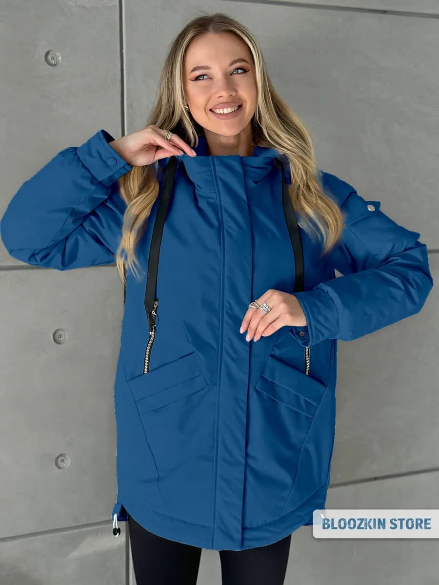 Куртка весенняя оверсайз с капюшоном