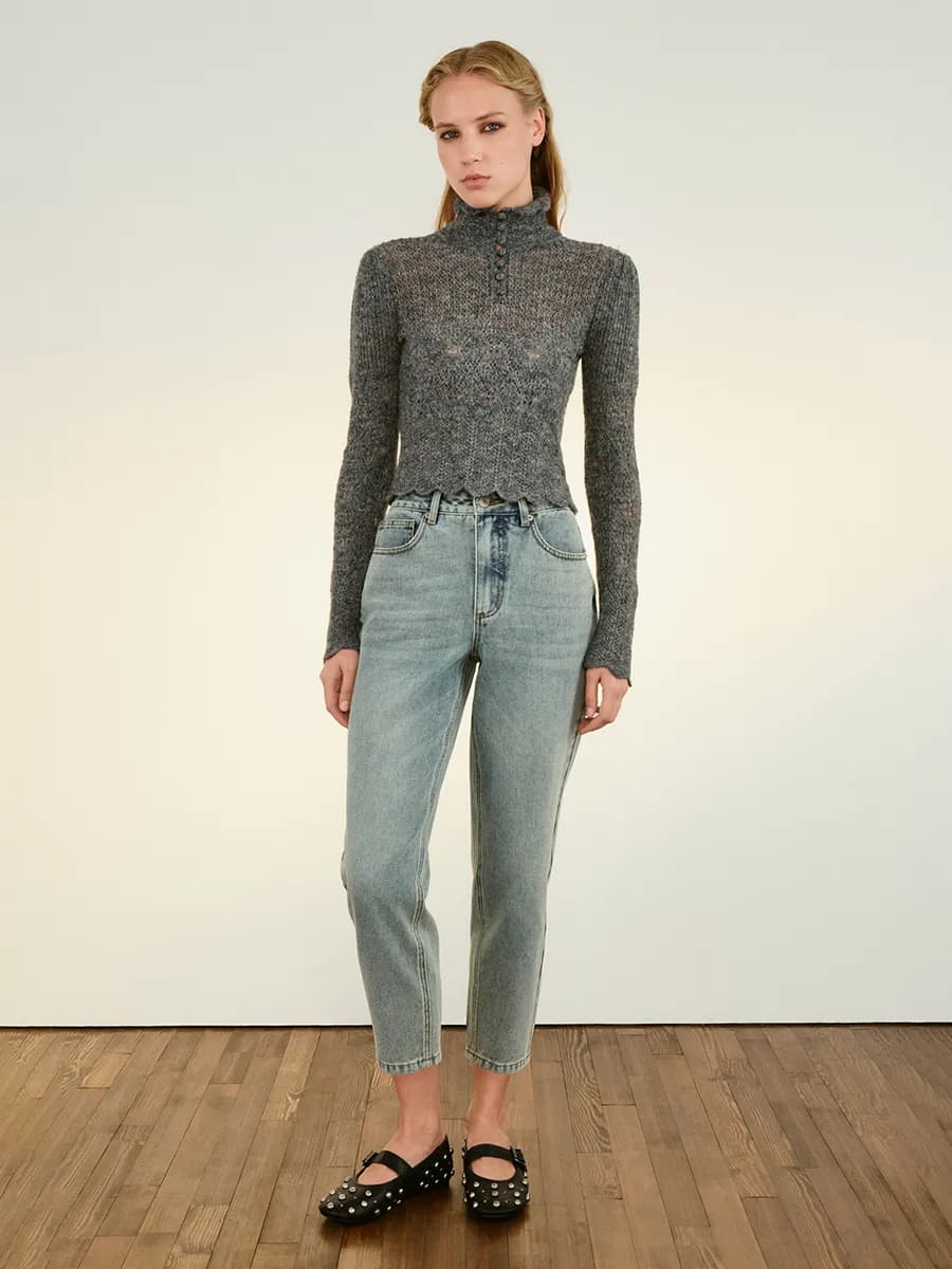 Джинсы бананы базоые mom's с высокой посадкой