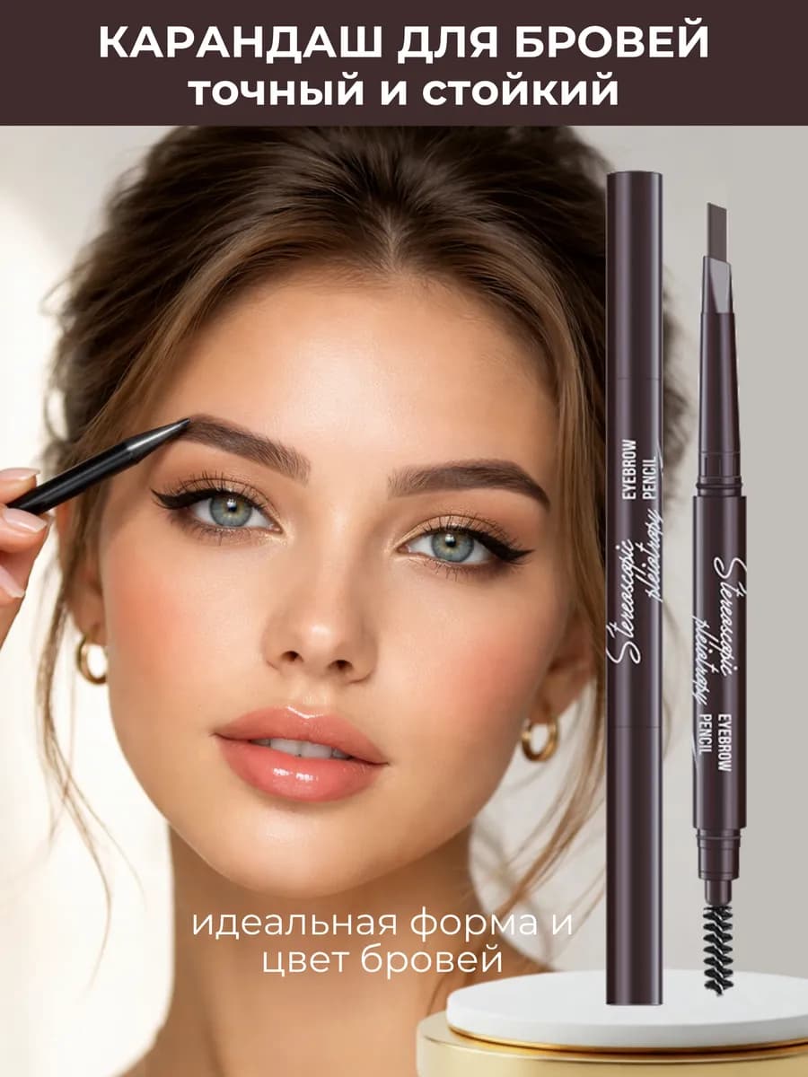 автоматический карандаш для бровей коричневый