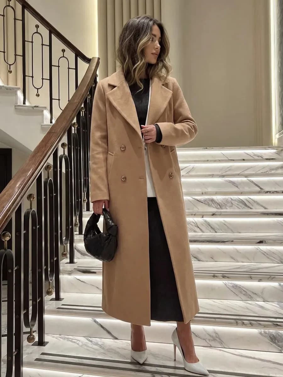 Макси пальто длинное демисезон