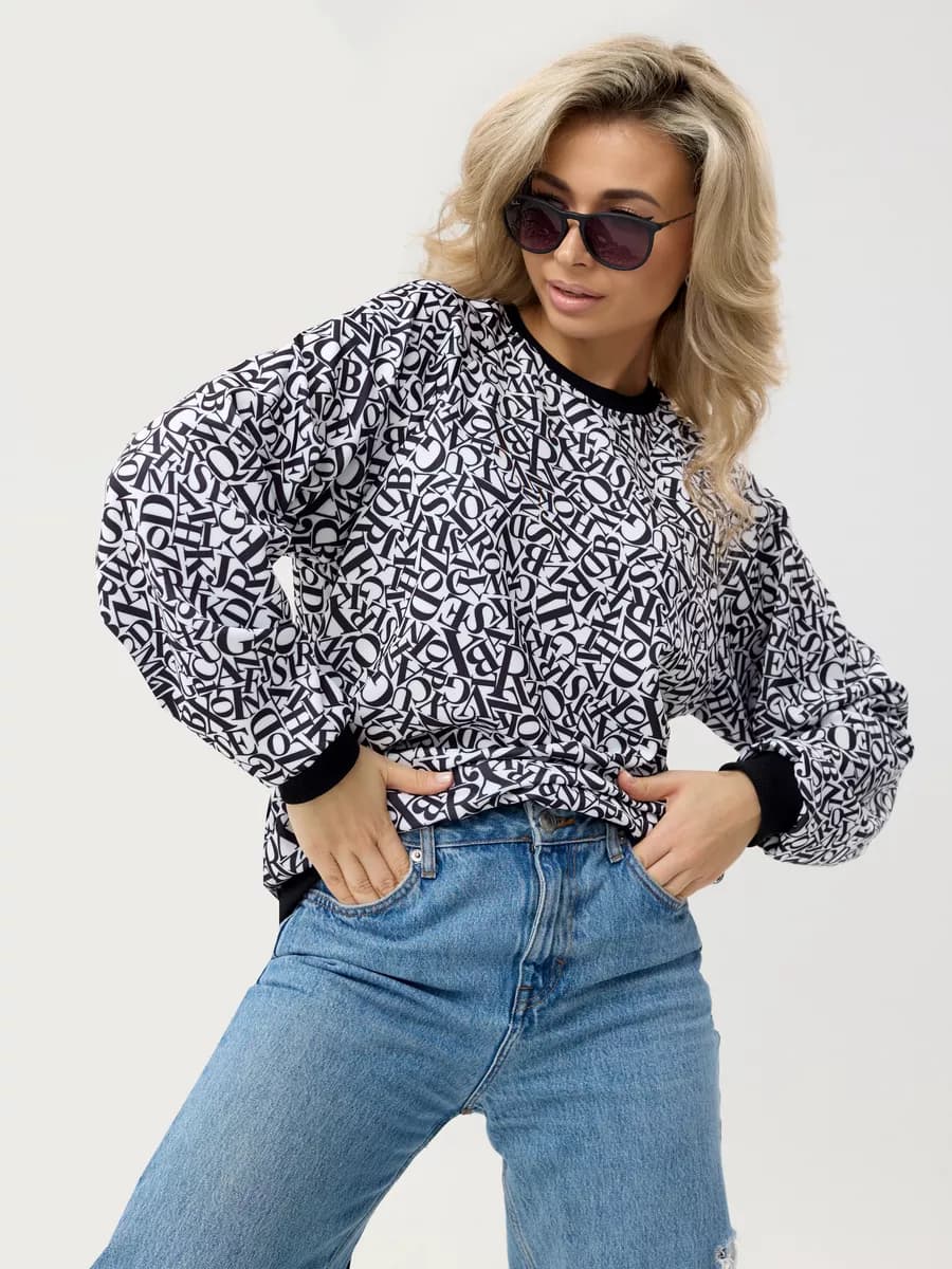 Свитшот оверсайз хлопковый трикотажный