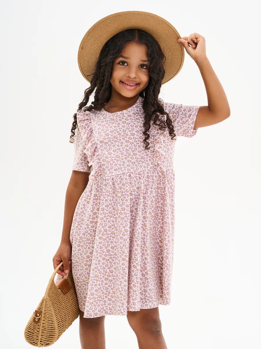 Платье для девочки леопардовое хлопок - фото 1