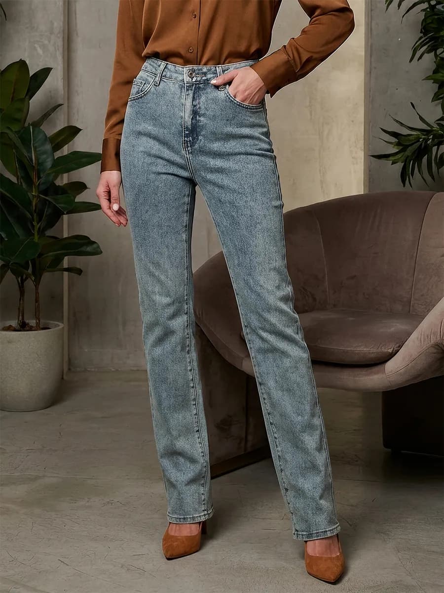 Джинсы прямые классические стрейч