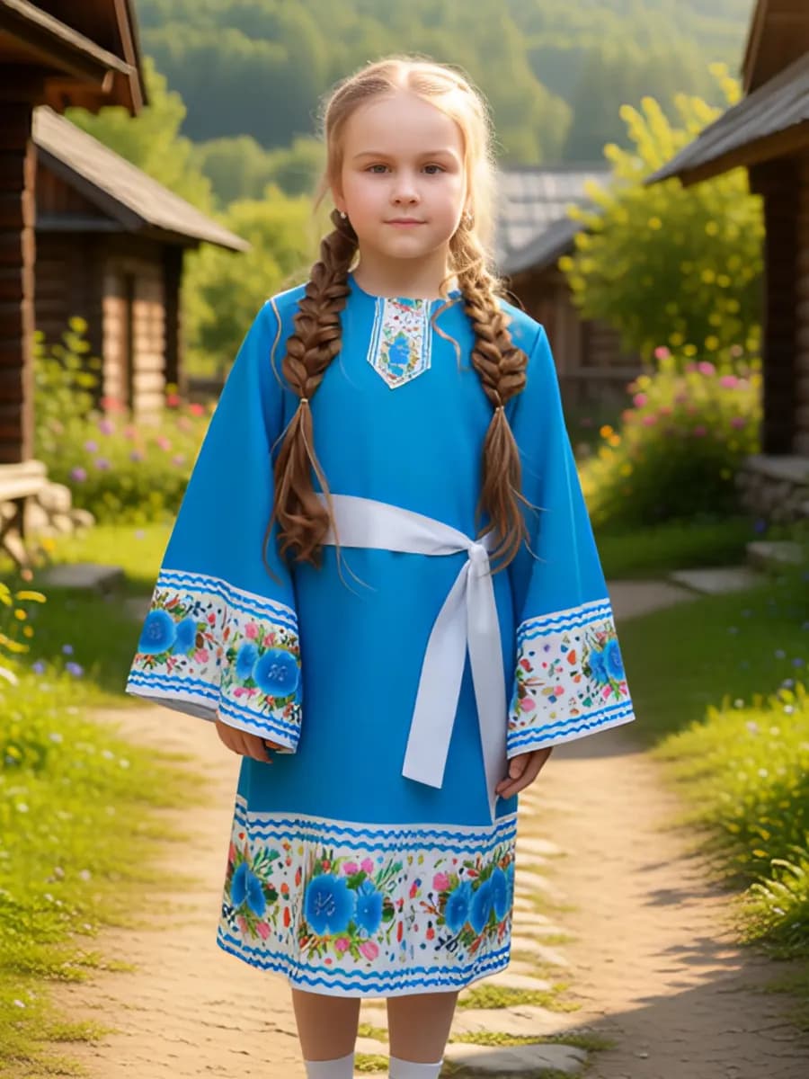 Русский народный костюм для девочки рубаха платье
