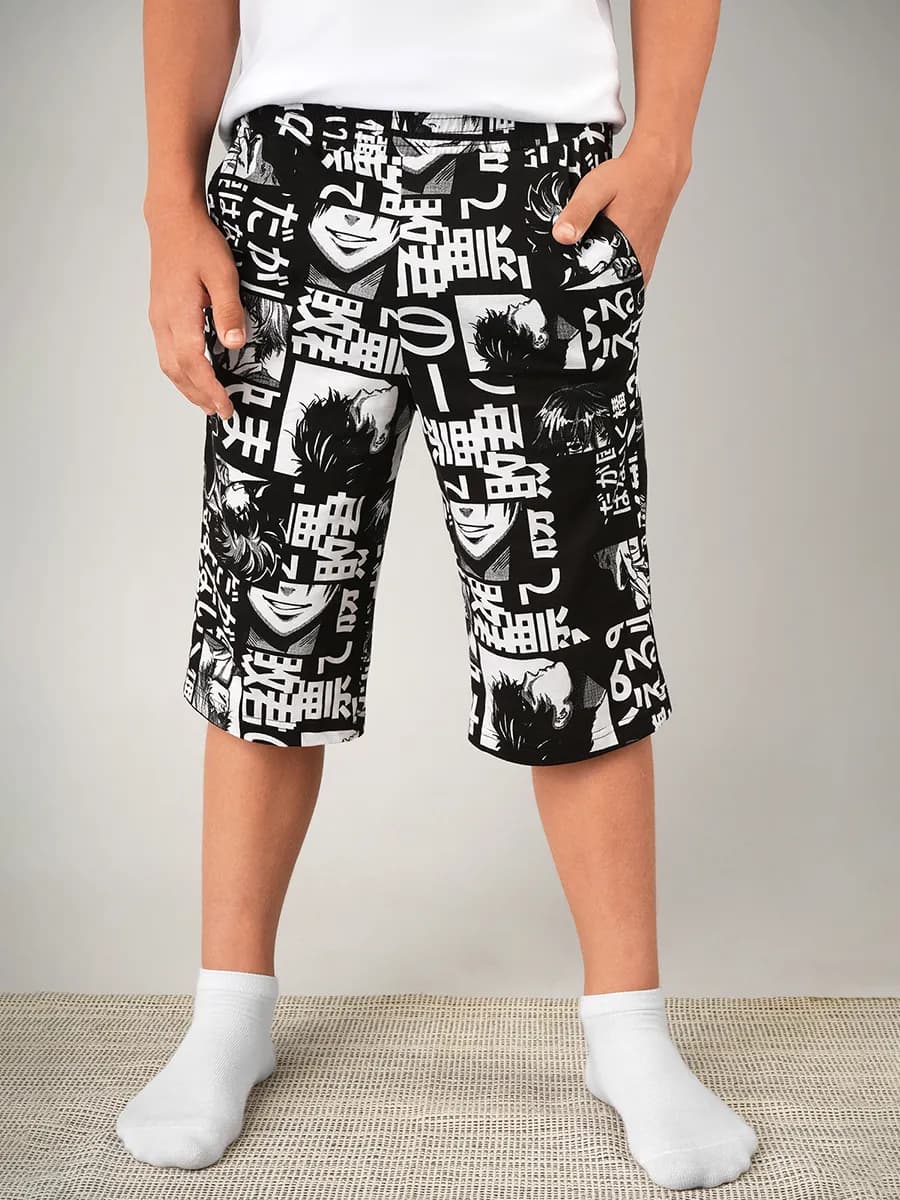 Шорты домашние детские с принтом удлиненные