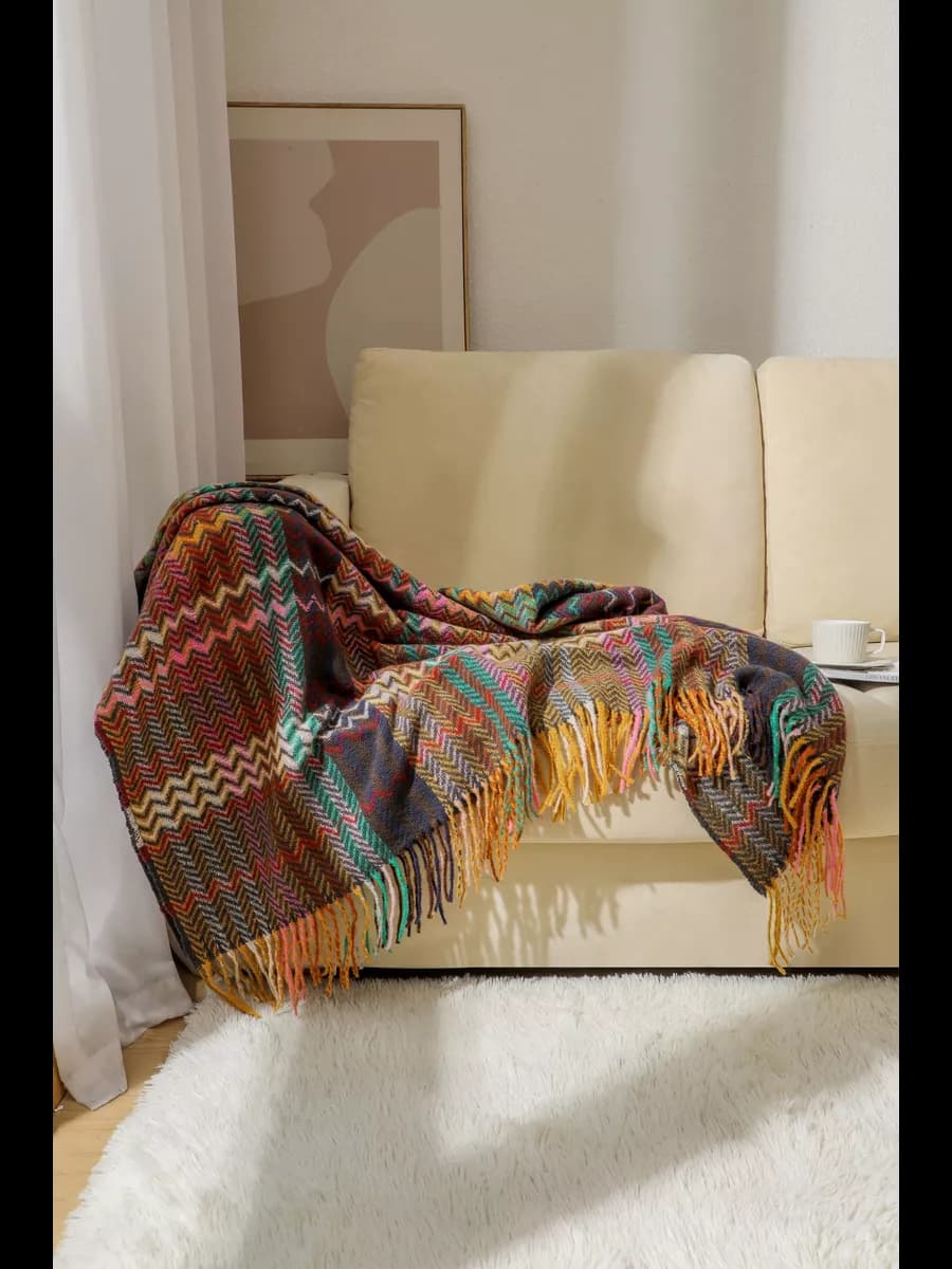 Плед вязаный акриловый, PA-19, 130х170