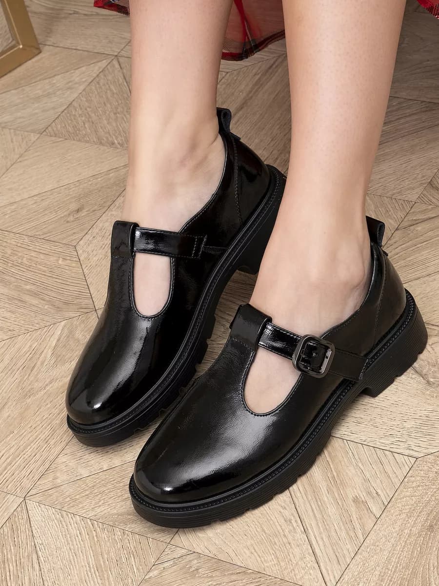 Туфли кожаные на толстой подошве