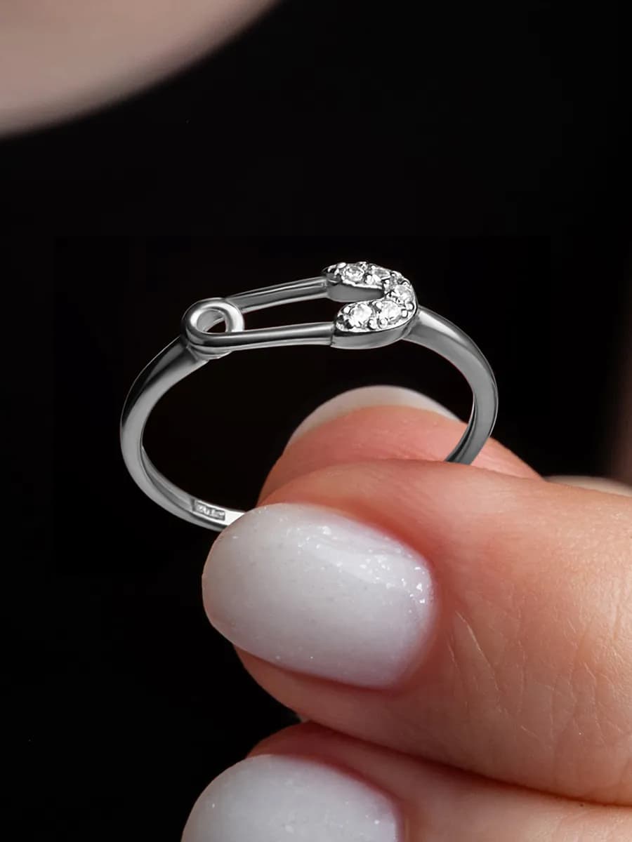 Серебряное кольцо булавка с камнями 925