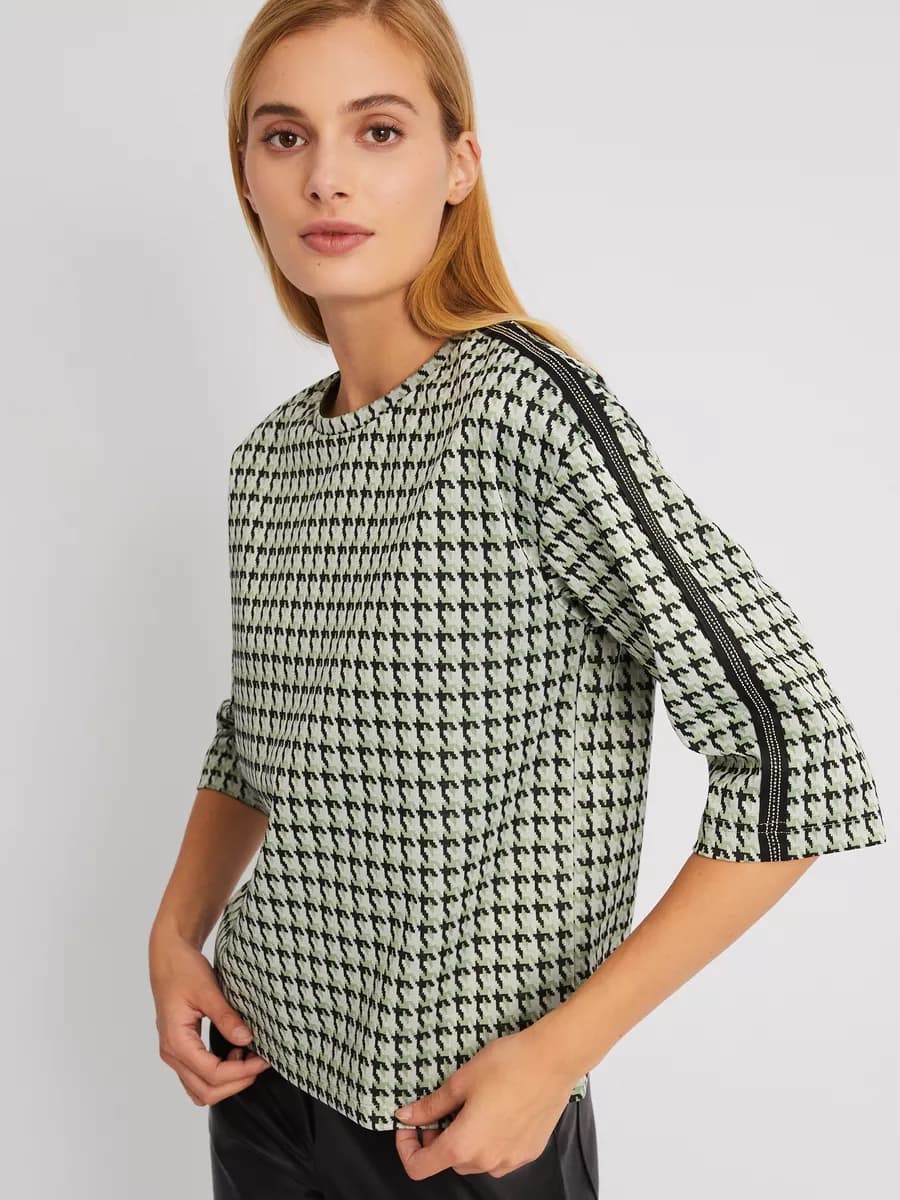 Женский лонгслив в клетку с лампасами