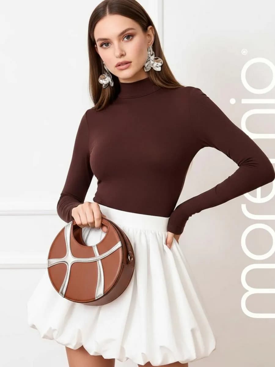 Боди водолазка с длинным рукавом с горлом