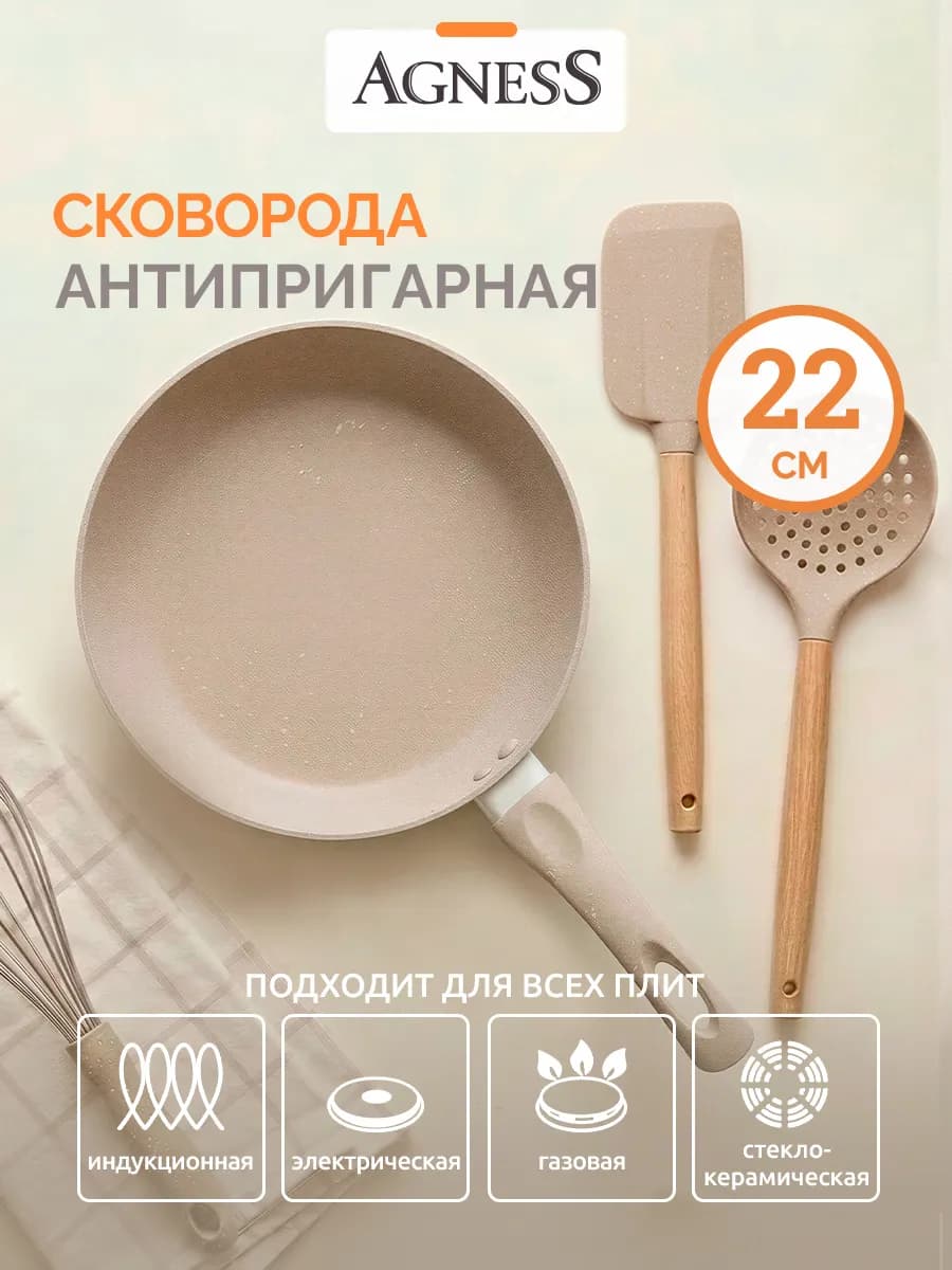 Сковорода антипригарная 22 см для индукционной плиты
