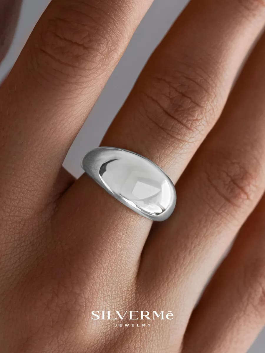 Кольцо серебряное объемное серебро 925