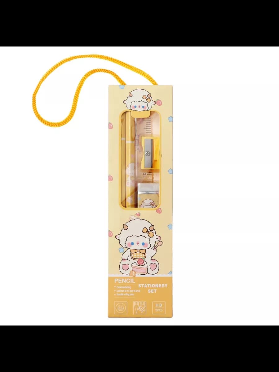 Набор канцелярский, 5 предметов, желтый